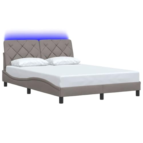 Generico Kangqiling Bettgestell mit LED ohne Matratze Taupe 140 x 200 cm aus Stoff, taupe, 3310675 von Generisch