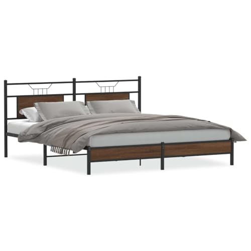 Generico Kangqiling Bettgestell ohne Matratze Eiche Braun 160 x 200 cm Spanplatte, Braun, 4107001 von Generisch