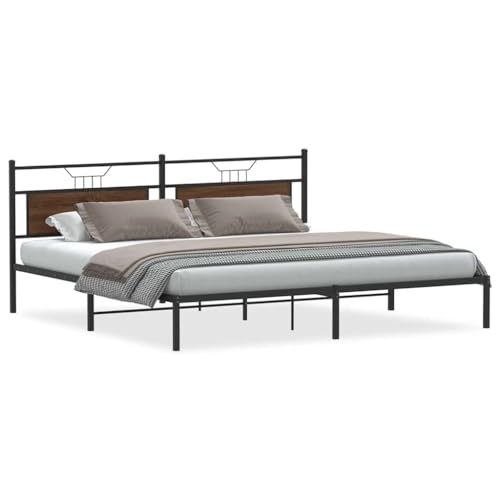 Generico Kangqiling Bettgestell ohne Matratze Eiche Braun 200 x 200 cm Spanplatte, Braun, 4106848 von Generisch