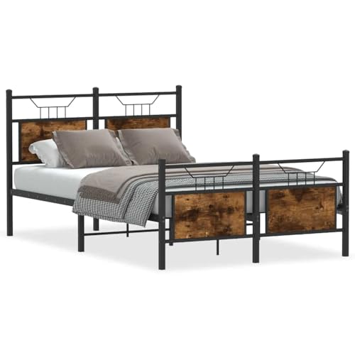 Generico Kangqiling Bettgestell ohne Matratze Eiche Rauchgrau 120 x 200 cm aus Spanplatte, Braun, 4106759 von Generisch