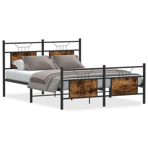 Generico Kangqiling Bettgestell ohne Matratze Eiche Rauchgrau 140 x 200 cm aus Spanplatte, Braun, 4106762 von Generisch