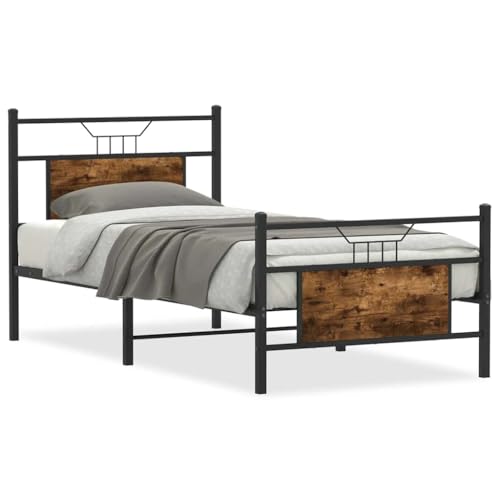 Generico Kangqiling Bettgestell ohne Matratze Eiche Rauchgrau 80 x 200 cm aus Spanplatte, Braun, 4106752 von Generisch