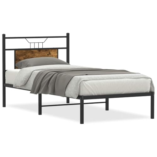 Generico Kangqiling Bettgestell ohne Matratze Eiche Rauchgrau 90 x 200 cm aus Spanplatte, Braun, 4106736 von Generisch