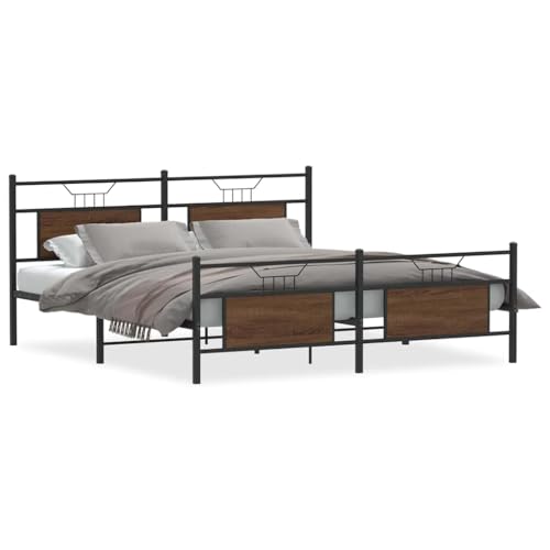 Generico Kangqiling Bettgestell ohne Matratze aus Metall Eiche Braun 180 x 200 cm, Braun, 3325103 von Generisch