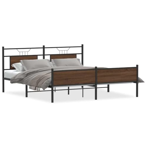 Generico Kangqiling Bettgestell ohne Matratze aus Metall Eiche Braun 180 x 200 cm, Braun, 3325136 von Generisch
