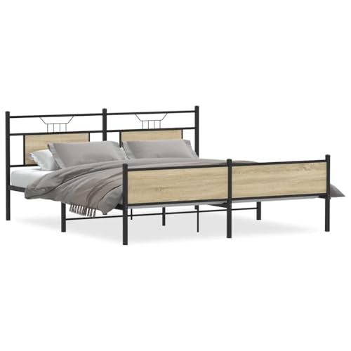 Generico Kangqiling Bettgestell ohne Matratze aus Metall Eiche Sonoma 183 x 213 cm, Braun, 3325126 Generico Kangqiling Bettgestell ohne Matratze aus Metall Eiche Sonoma 183 x 213 cm, Braun, 3325126 von Generisch