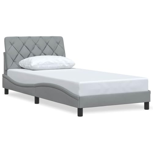 Generico Kangqiling Bettgestell ohne Matratze hellgrau 100 x 200 cm Stoff, grau, 3310580 von Generisch