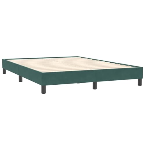 Generico Kangqiling Bettrahmen ohne Matratze dunkelgrün 140 x 210 cm aus Samt, Grün, 4101358 von Generisch