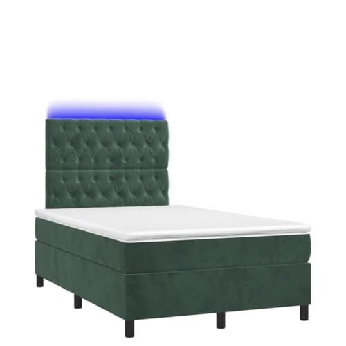 Generico Kangqiling Boxspringbett mit Matratze und LED, dunkelgrün, 120 x 200 cm, Samt, Grün, 3136296 von Generisch