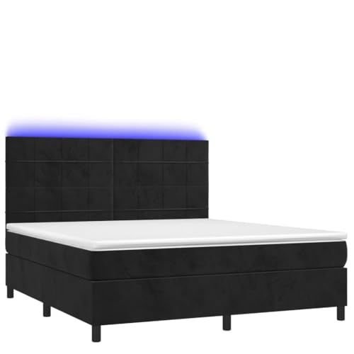 Generico Kangqiling Boxspringbett mit Matratze und LED Schwarz 180 x 200 cm aus Samt, Schwarz, 3136139 von Generisch