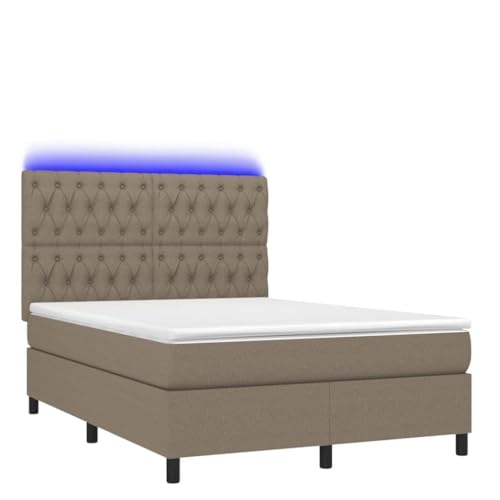 Generico Kangqiling Boxspringbett mit Matratze und LED Taupe 140 x 190 cm aus Stoff, taupe, 3135113 von Generisch