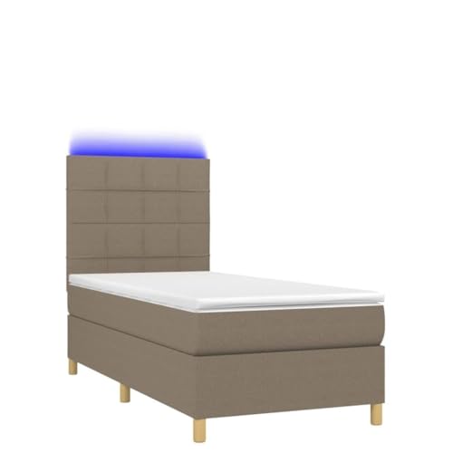 Generico Kangqiling Boxspringbett mit Matratze und LED Taupe 80 x 200 cm aus Stoff, taupe, 3135393 von Generisch
