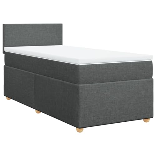 Generico Kangqiling Boxspringbett mit dunkelgrauer Matratze Einzelbett aus Stoff, Grau, 3286856 von Generisch