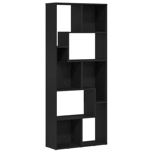 Generico Kangqiling Bücherregal Eiche Schwarz 67 x 24 x 161 cm aus mehrschichtigem Holz, Schwarz, 862485 von Generisch
