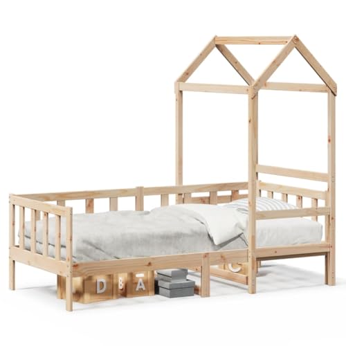 Generico Kangqiling Dormeuse mit Dach 80 x 200 cm aus massivem Kiefernholz, braun, 3282212 von Generisch