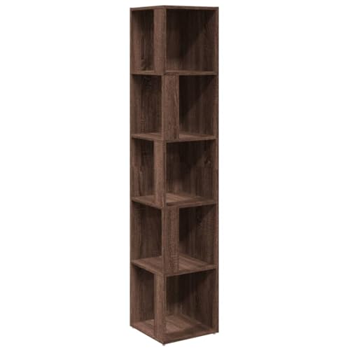 Generico Kangqiling Eckregal Eiche Braun 33 x 33 x 164,5 cm Holz mehrschichtig, Braun, 816028 von Generisch