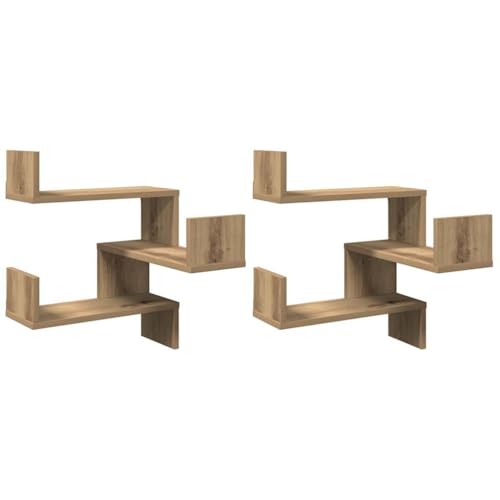 Generico Kangqiling Eckregale 2 Stück Handwerk 40 x 40 x 49,5 cm aus Spanplatte, Braun, 856609 Generico Kangqiling Eckregale 2 Stück Handwerk 40 x 40 x 49,5 cm aus Spanplatte, Braun, 856609 von Generisch