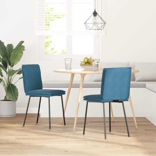 Generico Kangqiling Esszimmerstühle 2 Stück Blau aus Samt, Blau, 4101254 von Generisch