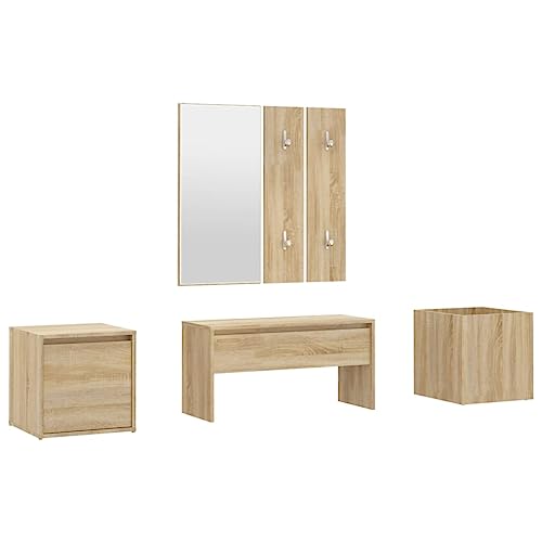 Generico Kangqiling Flurmöbel-Set Eiche Sonoma aus mehrschichtigem Holz, Beige, 3082065 von Generisch