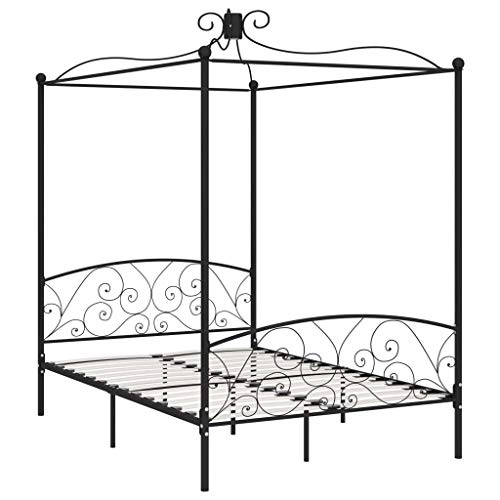 Generico Kangqiling Himmelbett Schwarz aus Metall 120 x 200 cm, schwarz, 284476 von Generisch