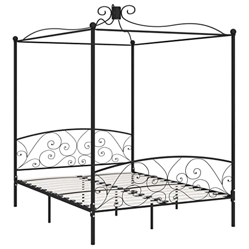 Generico Kangqiling Himmelbett Schwarz aus Metall 180 x 200 cm, schwarz, 284479 von Generisch