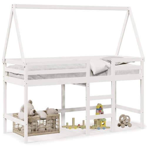 Generico Kangqiling Hochbett mit Leiter und Dach 90 x 200 cm Massivholz, Kiefer, 3282105 Generico Kangqiling Hochbett mit Leiter und Dach 90 x 200 cm Massivholz, Kiefer, 3282105 von Generisch