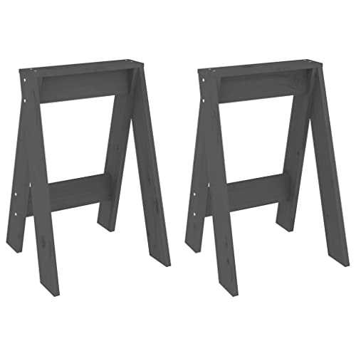 Generico Kangqiling Hocker 2 Stück grau 40 x 40 x 60 cm aus massivem Kiefernholz, grau, 823666 von Generisch