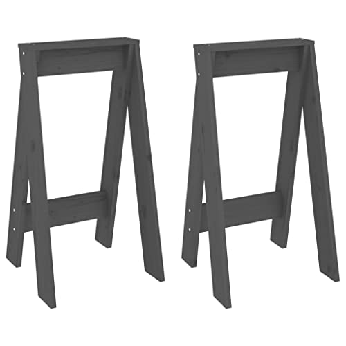 Generico Kangqiling Hocker 2 Stück grau 40 x 40 x 75 cm aus massivem Kiefernholz, grau, 823671 von Generisch