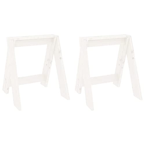 Generico Kangqiling Hocker 2 Stück weiß 40 x 40 x 45 cm aus massivem Kiefernholz, 823660 von Generisch