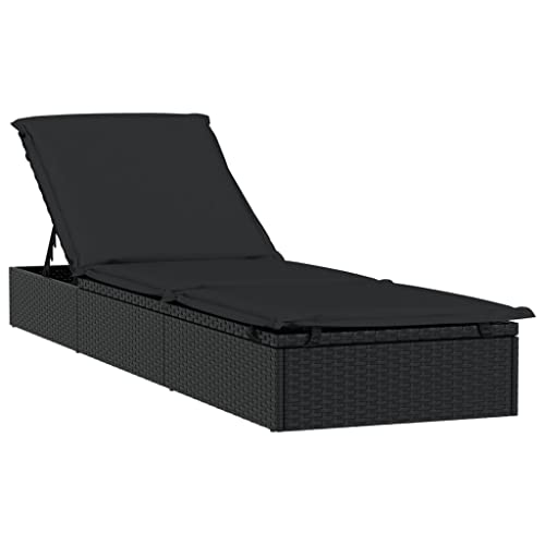 Generico Kangqiling Kinderbett 1 Stück mit schwarzem Kissen 201 x 55 x 62 cm aus Polyrattan, schwarz, 319632 von Generisch
