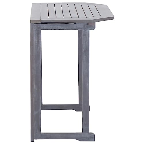 Generico Kangqiling Klappbarer Balkontisch 90 x 50 x 74 cm aus massivem Akazienholz, grau, 46326 von Generisch