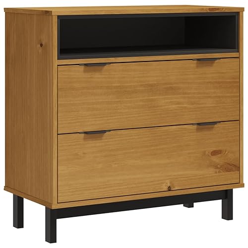 Generico Kangqiling Kommode FLAM 80 x 40 x 80 cm aus massivem Kiefernholz, braun, 357815 von Generisch
