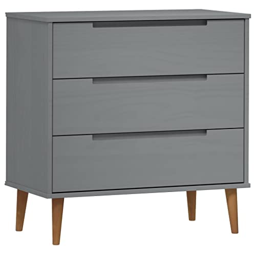 Generico Kangqiling Kommode MOLDE Grau 80 x 40 x 80 cm aus massivem Kiefernholz, grau, 350506 von Generisch