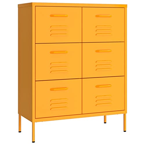 Generico Kangqiling Kommode Senfgelb 80 x 35 x 101,5 cm aus Stahl, Gelb, 336146 von Generisch