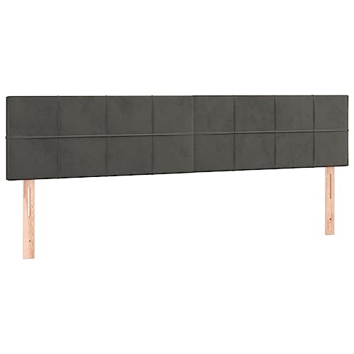 Generico Kangqiling Kopfteil 2 Stück dunkelgrau 80x5x78/88 cm aus Samt, grau, 346069 von Generisch