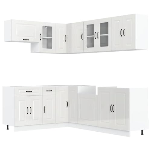 Generico Kangqiling Küchenmöbel-Set 11-teilig Kalmar weiß glänzend aus Spanplatte, 3314883 Generico Kangqiling Küchenmöbel-Set 11-teilig Kalmar weiß glänzend aus Spanplatte, 3314883 von Generisch