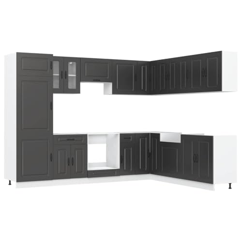 Generico Kangqiling Küchenmöbel-Set 14-teilig Kalmar Schwarz Holz mehrschichtig, Schwarz, 3314972 Generico Kangqiling Küchenmöbel-Set 14-teilig Kalmar Schwarz Holz mehrschichtig, Schwarz, 3314972 von Generisch