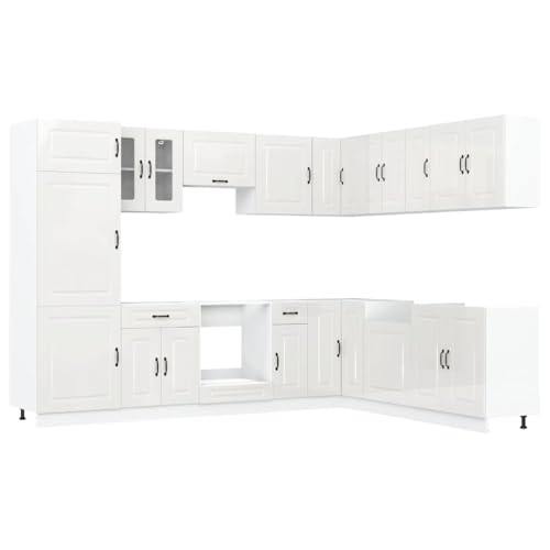 Generico Kangqiling Küchenmöbel-Set 14-teilig Kalmar weiß glänzend aus Spanplatte, 3314973 Generico Kangqiling Küchenmöbel-Set 14-teilig Kalmar weiß glänzend aus Spanplatte, 3314973 von Generisch