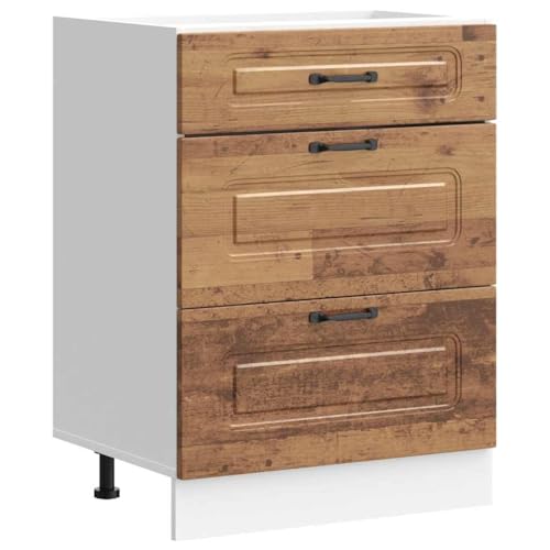 Generico Kangqiling Küchenständer Kalmar Altholz aus mehrschichtigem Holz, Braun, 854287 von Generisch