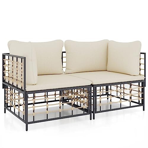 Generico Kangqiling Modulare Ecksofas mit Kissen, 2 Stück aus Polyrattan, Anthrazit, 3186690 von Generisch