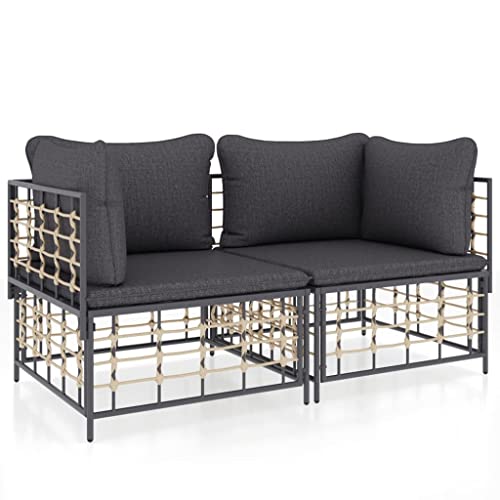 Generico Kangqiling Modulare Ecksofas mit Kissen, 2 Stück aus Polyrattan, Anthrazit, 3186691 von Generisch