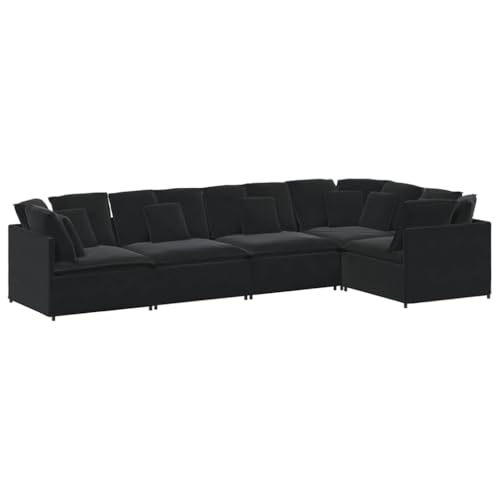 Generico Kangqiling Modulares Sofa mit Kissen aus schwarzem Samt, Schwarz, 3321342 Generico Kangqiling Modulares Sofa mit Kissen aus schwarzem Samt, Schwarz, 3321342 von Generisch