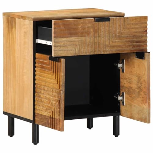 Generico Kangqiling Nachttisch Braun 50 x 33 x 60 cm aus massivem Mangoholz, Braun, 4017731 von Generisch
