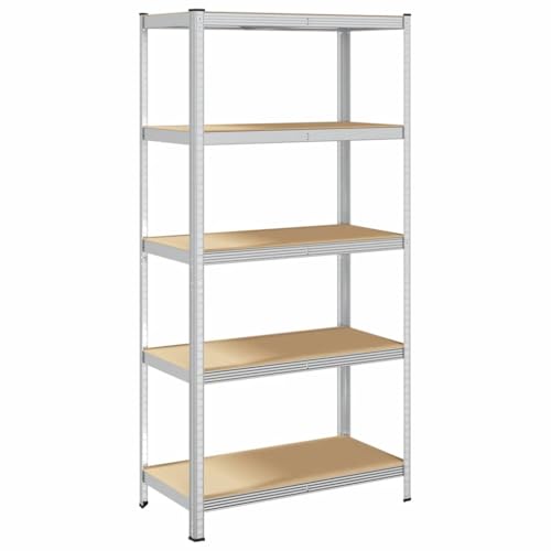 Generico Kangqiling Regal 5 Schichten Silber aus Stahl und mehrschichtigem Holz, Silber, 4016960 von Generisch
