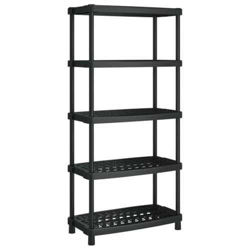 Generico Kangqiling Regal mit 5 Ebenen schwarz 93,5 x 45,5 x 194,5 cm aus PP, schwarz, 4007261 von Generisch
