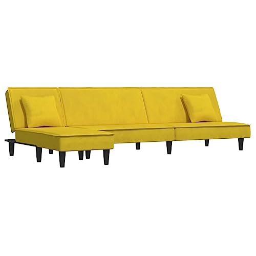 Generico Kangqiling Schlafsofa in L-Form Gelb 255 x 140 x 70 cm aus Samt, Gelb, 3157255 Generico Kangqiling Schlafsofa in L-Form Gelb 255 x 140 x 70 cm aus Samt, Gelb, 3157255 von Generisch
