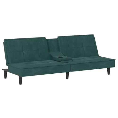 Generico Kangqiling Schlafsofa mit Getränkehalter aus Samt dunkelgrün, grün, 351922 von Generisch