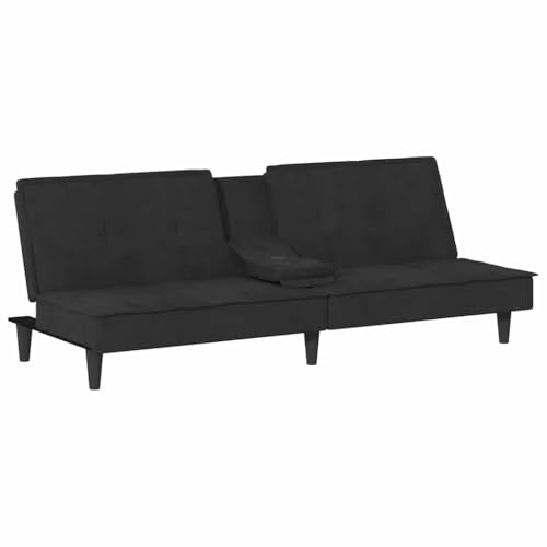 Generico Kangqiling Schlafsofa mit Getränkehalter aus schwarzem Samt, Schwarz, 351924 Generico Kangqiling Schlafsofa mit Getränkehalter aus schwarzem Samt, Schwarz, 351924 von Generisch