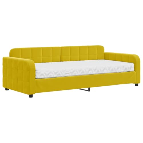 Generico Kangqiling Schlafsofa mit Matratze Gelb 90 x 200 cm aus Samt, gelb, 3196910 von Generisch