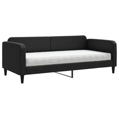 Generico Kangqiling Schlafsofa mit Matratze Schwarz 90 x 200 cm aus Stoff, schwarz, 3196800 von Generisch